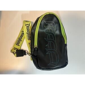 Disneyland Resort Black Sling Bag Lime Green Strap Logo